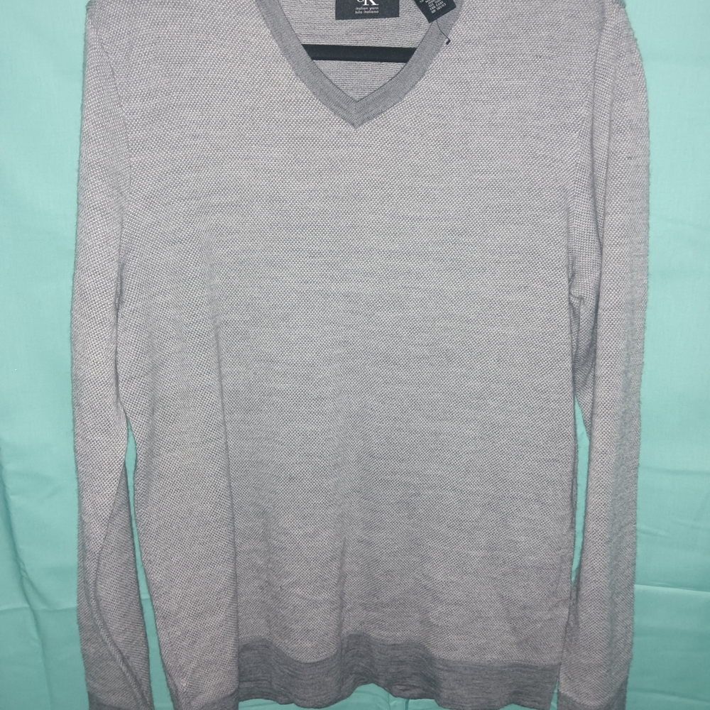 Men's Calvin Klein Light Gray V-Neck Sweater